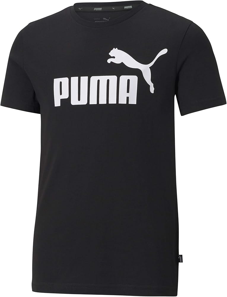 Puma Kids Boys Ess Logo Crew Neck Short Sleeve Athletic Tops Casual - Black