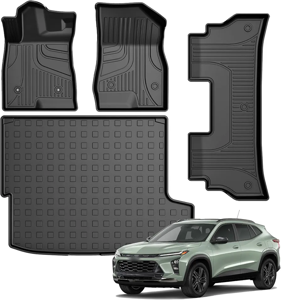 Floor Mats & Cargo Liner Compatible with Chevrolet/Chevy TRAX 2024 2025, All Weather Guard Protection Cars Heavy Duty Includes 1st and 2nd Row Full Set Liners, Black