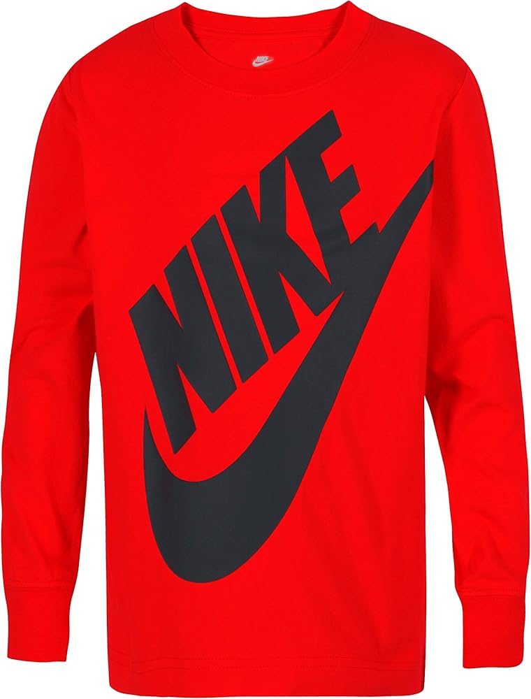 NIKE Children's Apparel Boys' Toddler Long Sleeve Sportswear Graphic T-Shirt, University Red, 2T