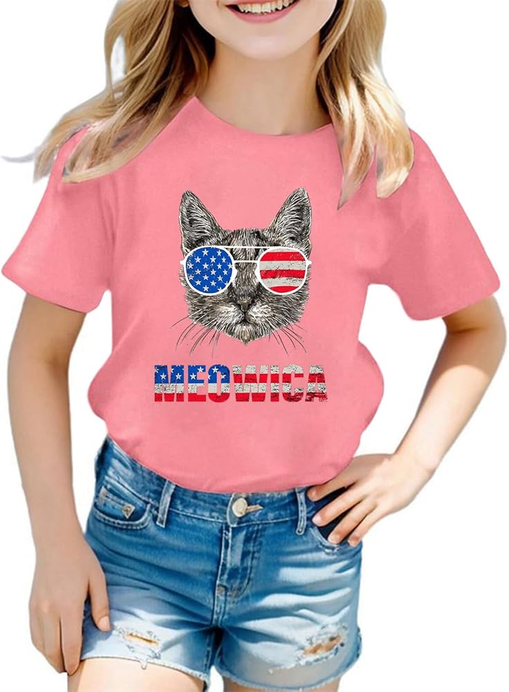 4th of July Shirt for Toddler Boy Girl 3D Graphic Printed Funny T-Shirt Cute Short Sleeve Crew Neck Independence Day Clothes Tops,Toddler Boy 4Th of July Shirt,Boys 4Th of July Shirt Size 12 Pink