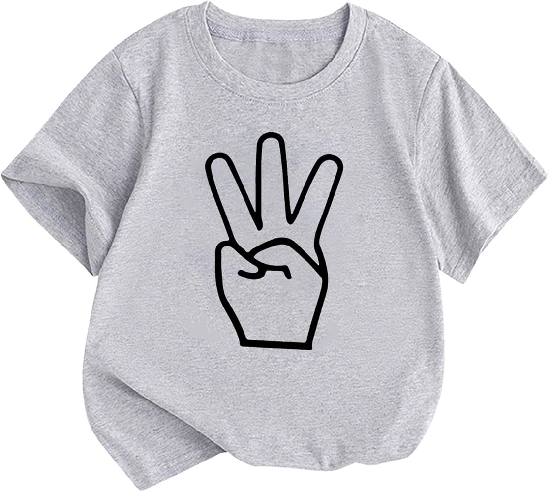 Children Tshirt Three Cartoon Print Boys and Girls Tops Short Sleeved Shirts