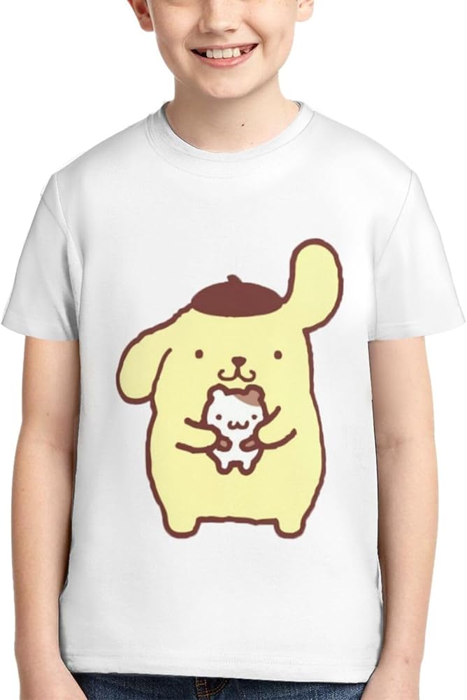 Pompompurin Unisex 3D T-Shirts for Boys Girls Graphic Tees Casual Short Sleeve Top Shirts Small