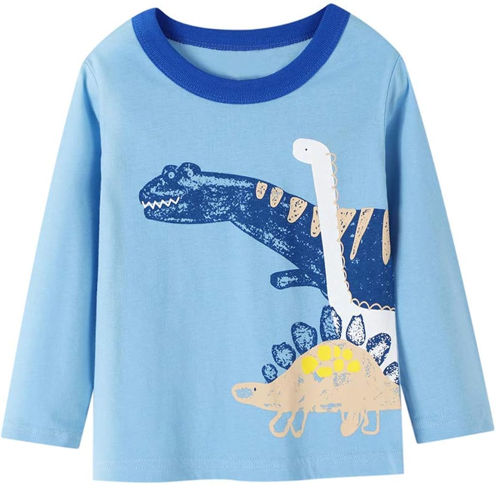 Toddler Kids Baby Boy Long Sleeve Animal Dinosaur Shirt Tops Tee Clothes 3PC Set Thermal Long Sleeve