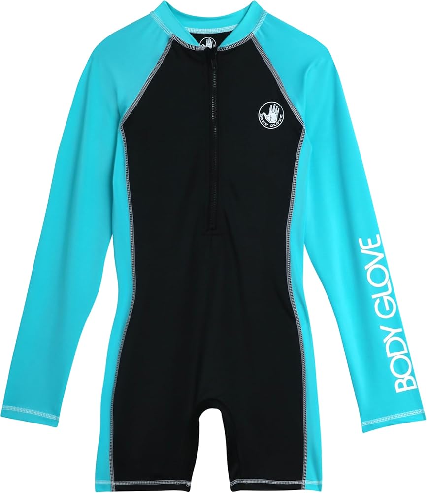 Body Glove Boys and Girls Long Sleeve One Piece Rash Guard Swimsuit Water Sport UPF 50+ Sun Protection Bathing Suits (2T-12)