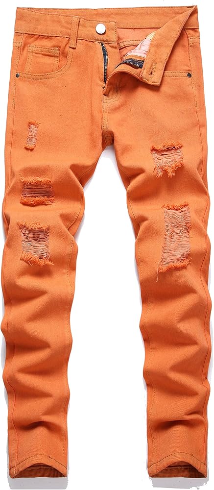 Boys' Ripped Skinny Stretch Jeans, Fashionable & Comfortable Slim Fit Denim Jeans Pants for Active Little Guys