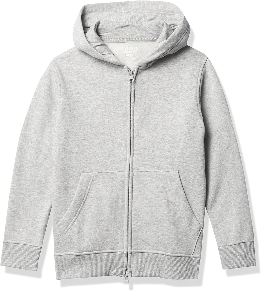 IZOD Boys' Sensory-Friendly Full-Zip Hoodie Sweatshirt, Soft Fabric with Pockets & Ribbed Cuffs, Tagless