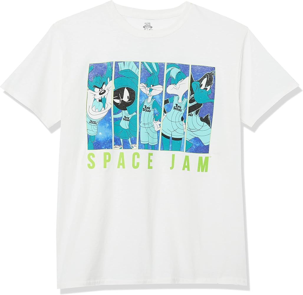 space jam boys Jam: a New Legacy Short Sleeve T-shirt - 4-20 Lebron, Bugs, Taz, Marvin, Daffy T Shirt, White, 8 US