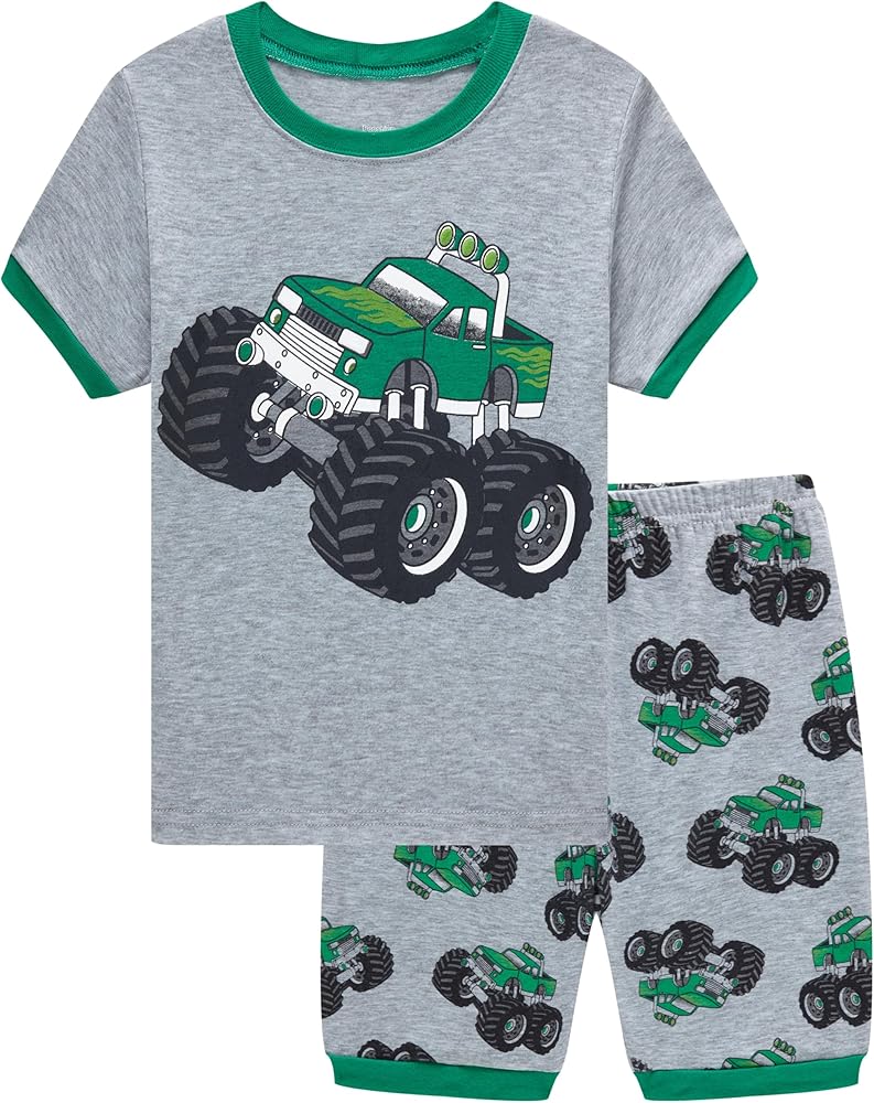 Little Boys Short Set Pajamas for Boys 100% Cotton Toddler Train Dinosaur Sleepwear Summer Clothes Size 2-7T