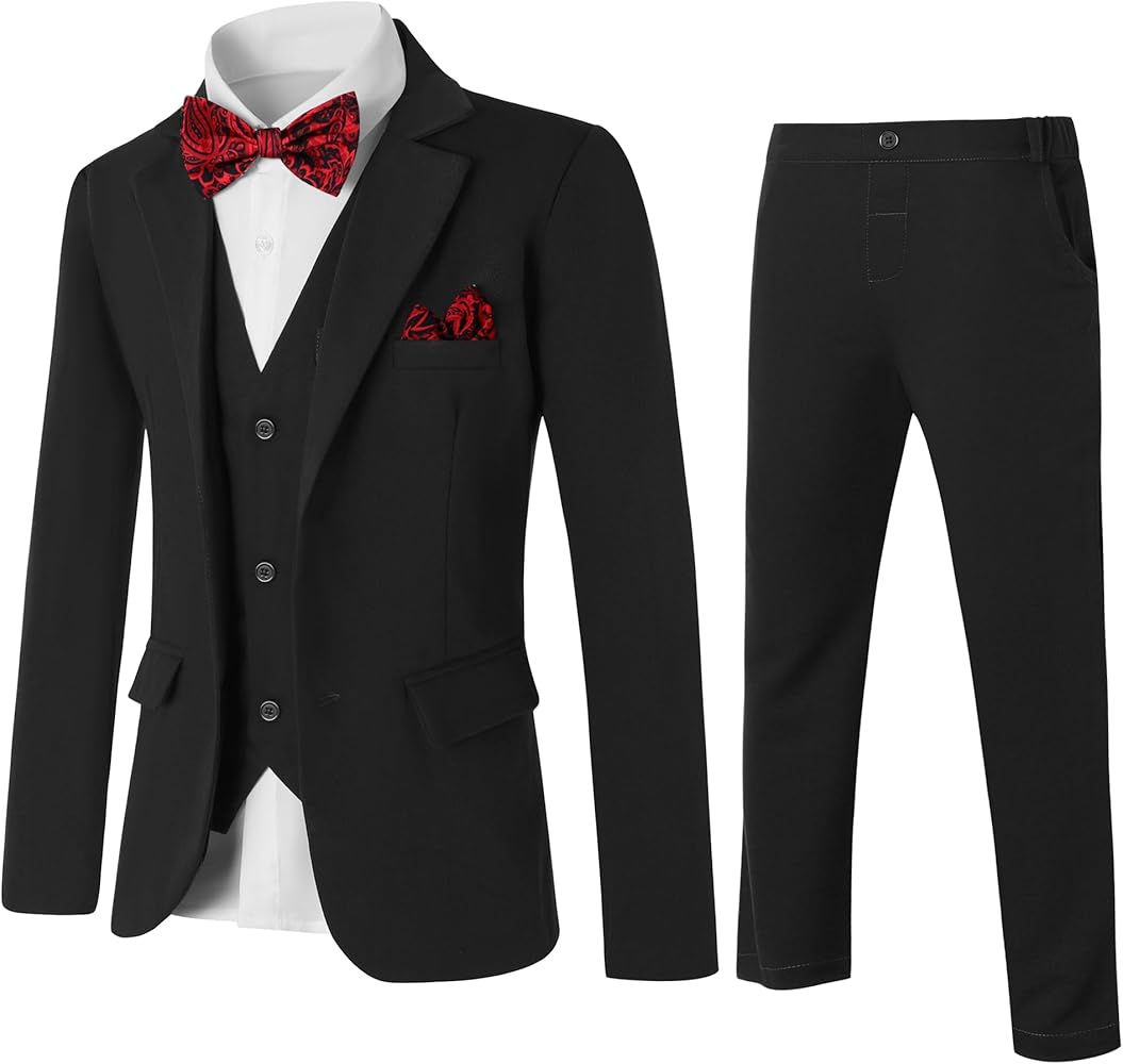 Boys Suit Slim Fit Outfits Kids Tuxedo Gentleman First Communion 5 Pcs Jacket Pants Vest Shirt Tie Ring Bearer Suits