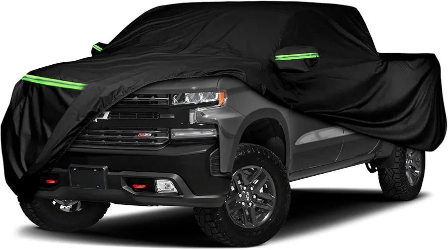 Waterproof Truck Cover Replace for Ford F150/ Dodge Ram 1500 /Chevy Silverado 1500 Crew Cab 6.5 ft, 6 Layers All Weather Car Cover with Zipper Door for Snow Rain Dust Hail Protection