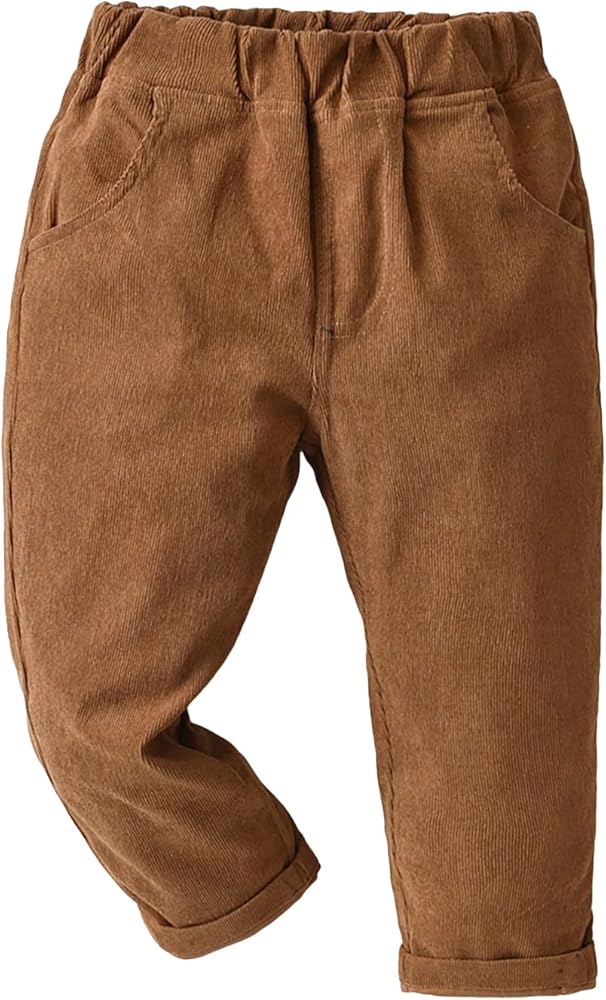 Floerns Boy's Casual Elastic Waist Tapered Trousers Long Corduroy Pants