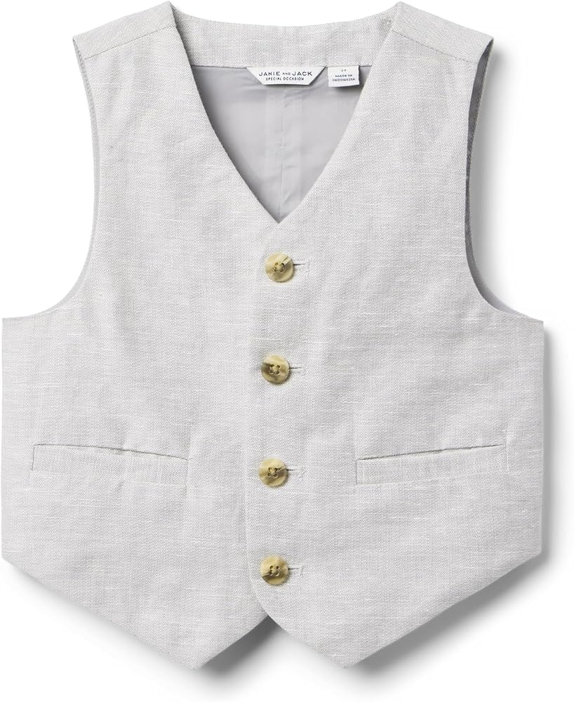 Janie and Jack Boys Linen Dress Up Vest (Toddler/Little Big Kids)