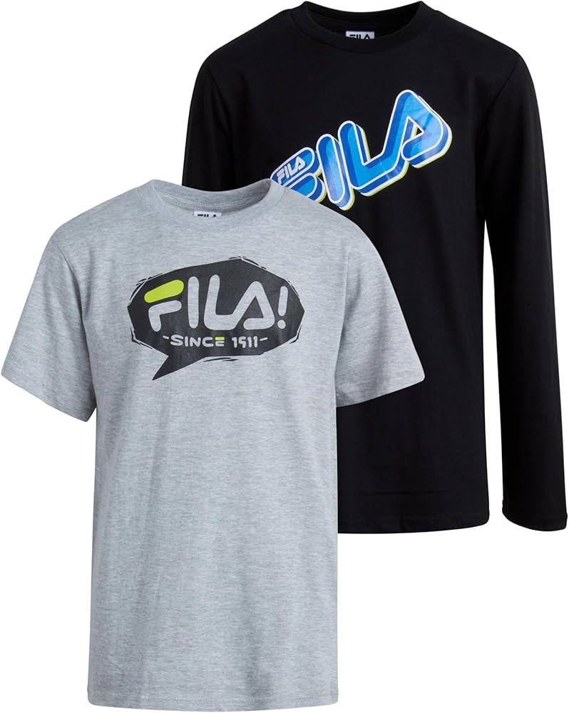 Fila Boys' Active T-Shirt - 2 Pack Performance Shirt for Boys - Kids Athletic Sports Tee (Size: 8-20)