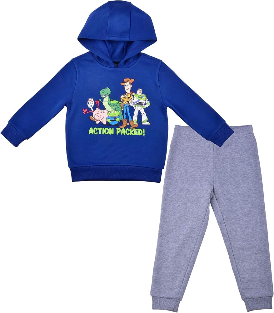 Disney Toy Story Hoodie and Jogger Pant Set, Comfy Active Wear for Kids, Navy and Gray