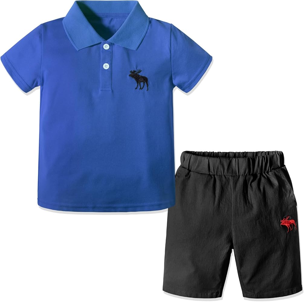 Little Boy Clothes with Polo Shirts, Short Pants 2-Piece Kids Boys Outfit for Summer 18Months 9 Years