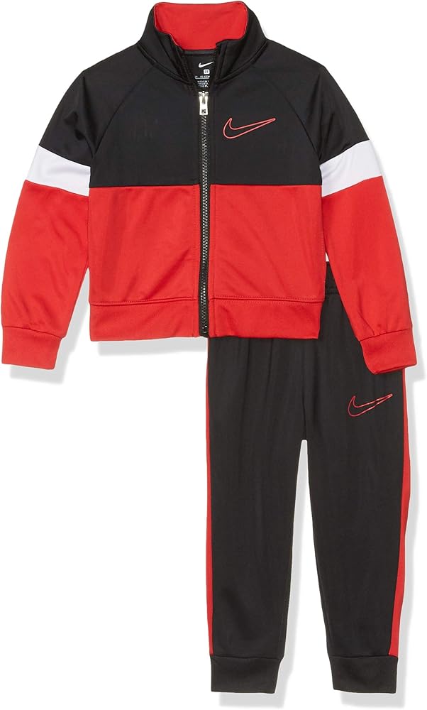 Nike Kids Baby Boy's Color Block Zip Jacket/Joggers Track Set (Toddler) Black 4T Toddler