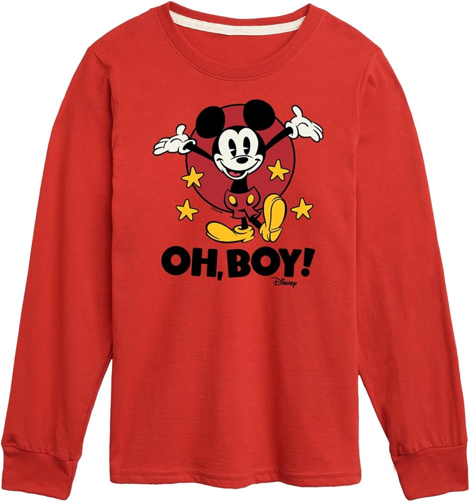 Disney Mickey Mouse - Oh Boy! - Youth Long Sleeve Graphic T-Shirt