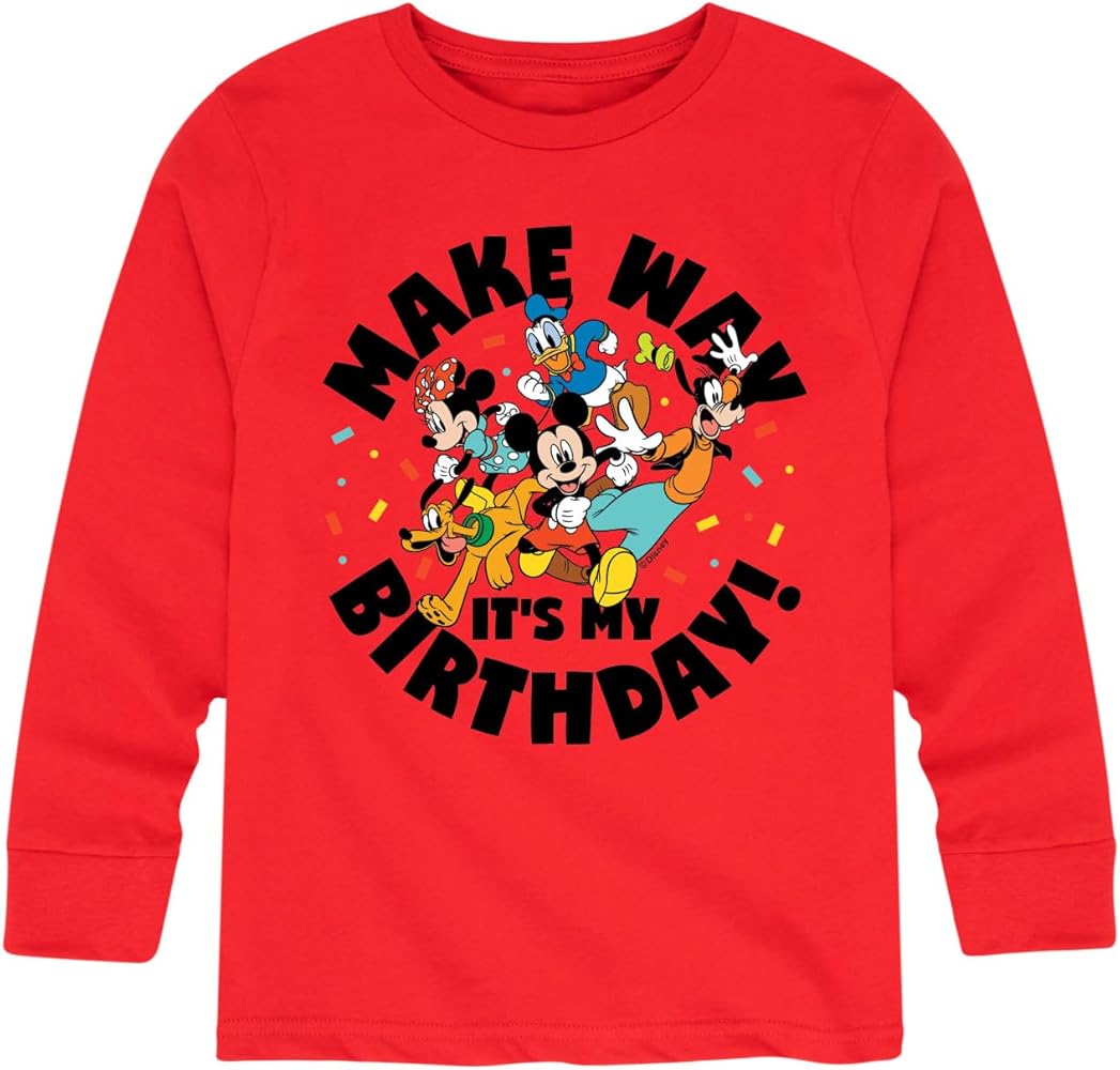 Disney Mickey & Friends - Make Way It's My Birthday - Youth Long Sleeve Graphic T-Shirt