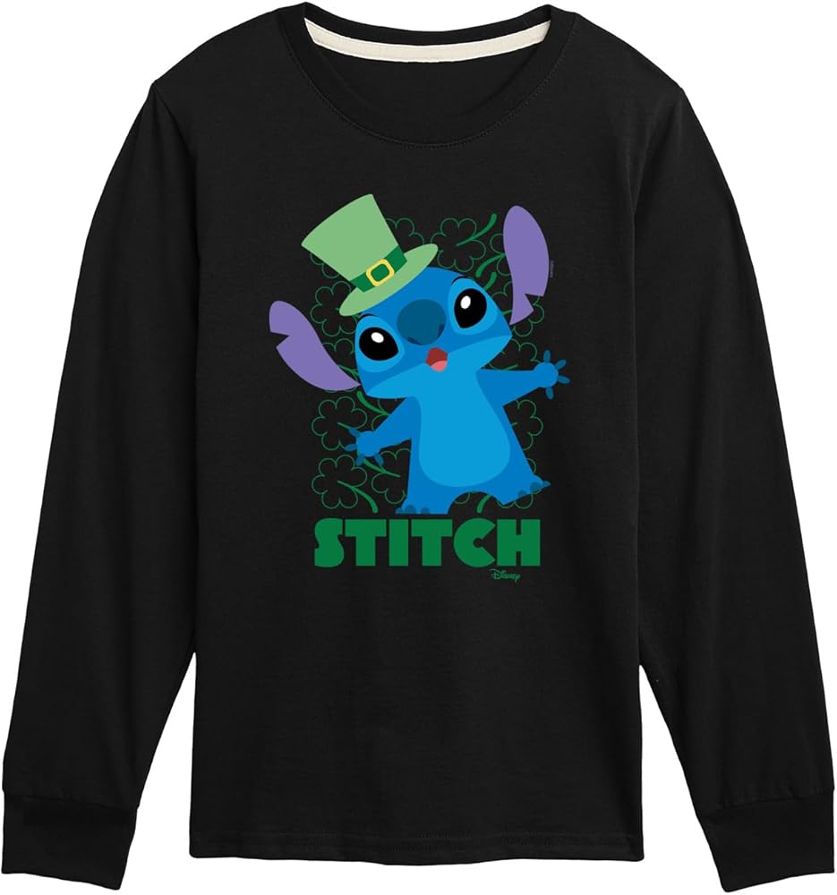 Disney Lilo & Stitch - St. Patrick's Day - Stitch & Clovers - Toddler & Youth Long Sleeve T-Shirt