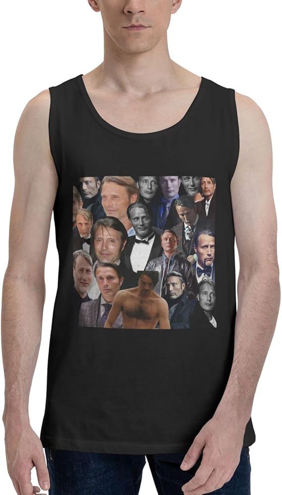 Mads Mikkelsen Tank Top Boys Summer Sleeveless Tee Cool Workout Swim Beach Shirts for Bodybuilding Gym Fitness Training