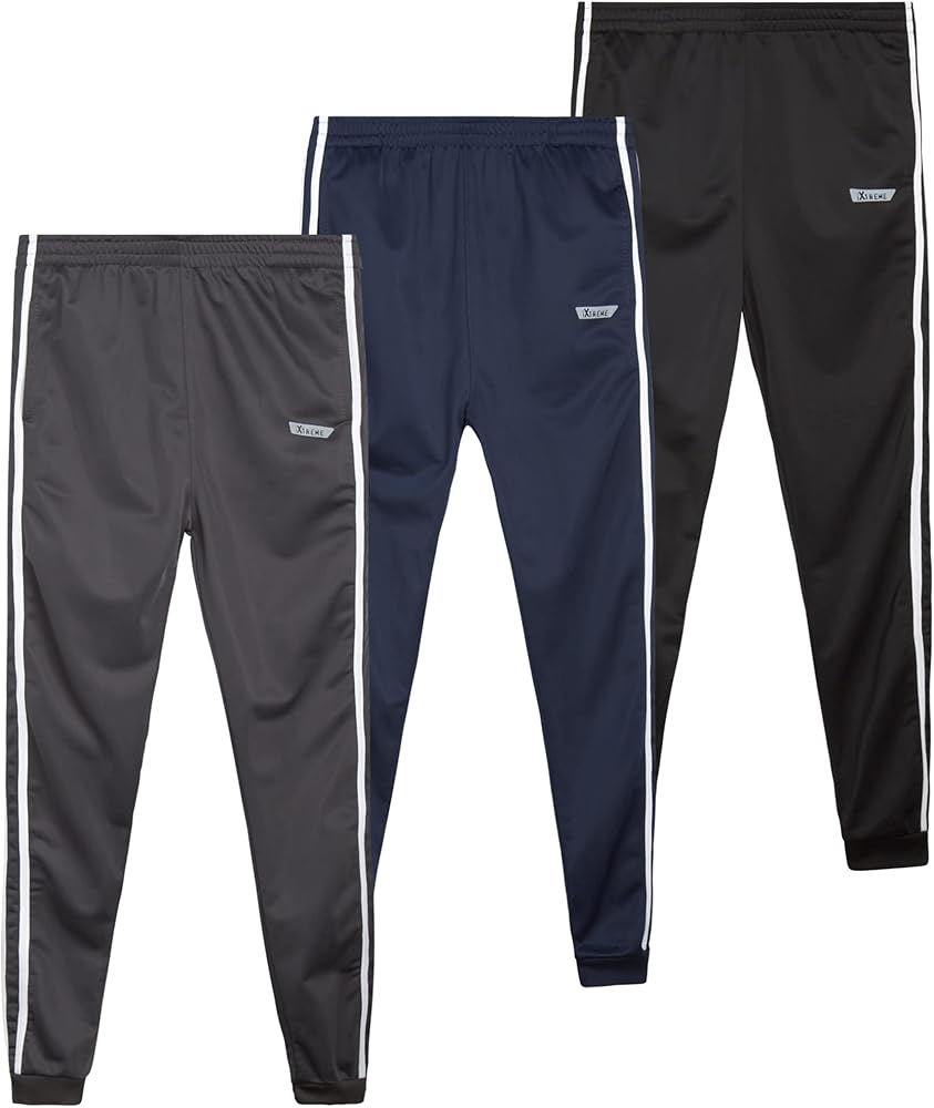 iXtreme Boys’ Sweatpants – 3 Pack Active Tricot Jogger Track Pants with Pockets – Performance Sweatpants for Boys (8-20)