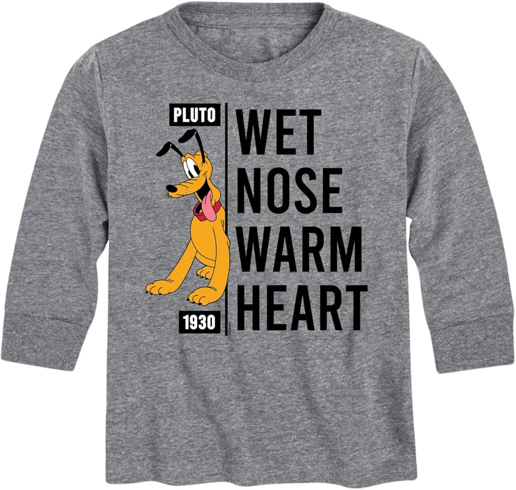 Disney Mickey & Friends - Wet Nose Warm Heart - Toddler and Youth Long Sleeve Graphic T-Shirt