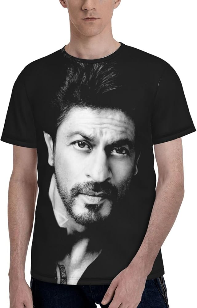 Shah Rukh Khan T Shirt Mens Summer Comfortable Fit Soft Short Sleeve O-Neck Basic Tee Tops