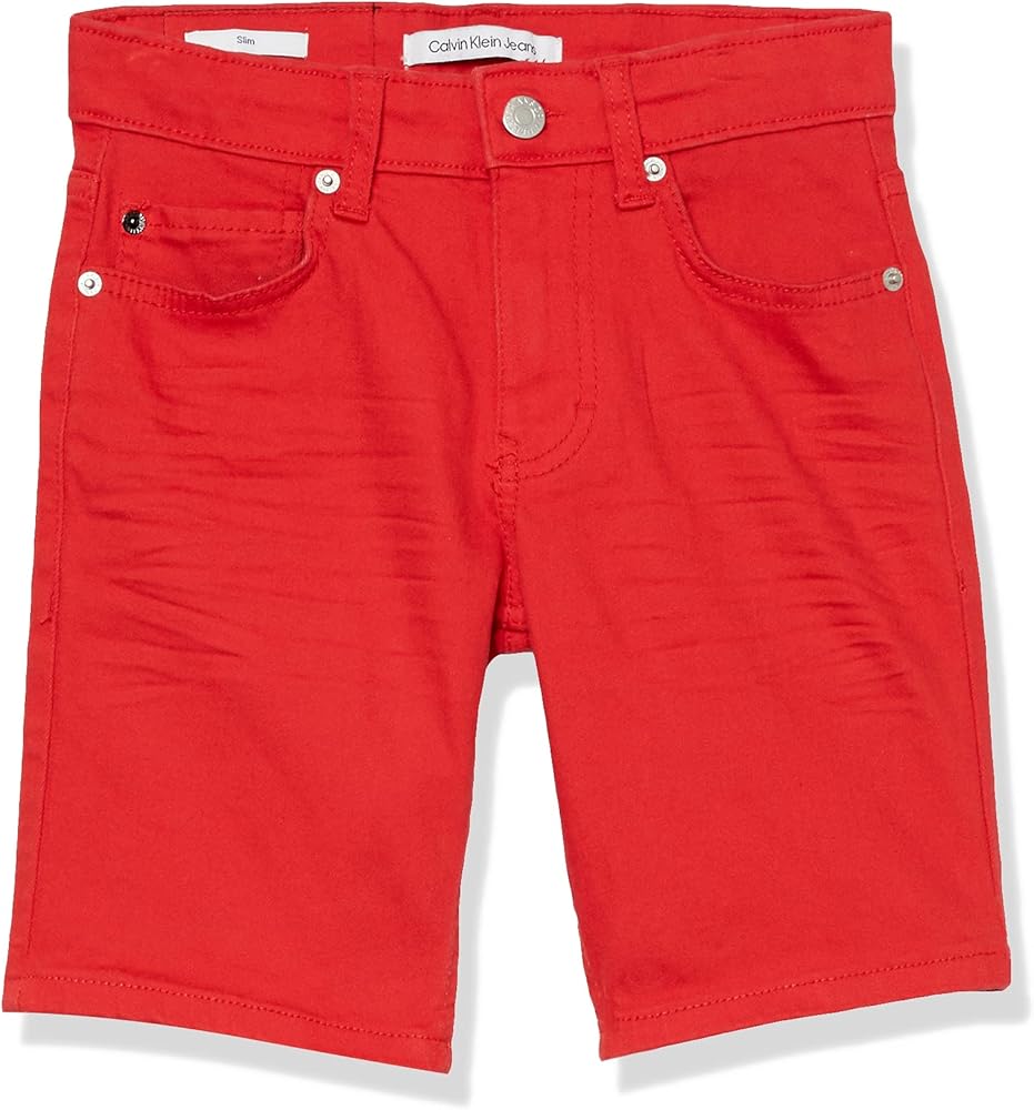 Calvin Klein Boys' Relaxed Fit Denim Shorts, 5-Pocket Style, Zipper Fly & Button Closure