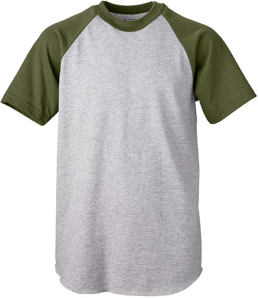 Soffe Youth Short Sleeve Baseball Tee, Athletic Oxford OD Green, L