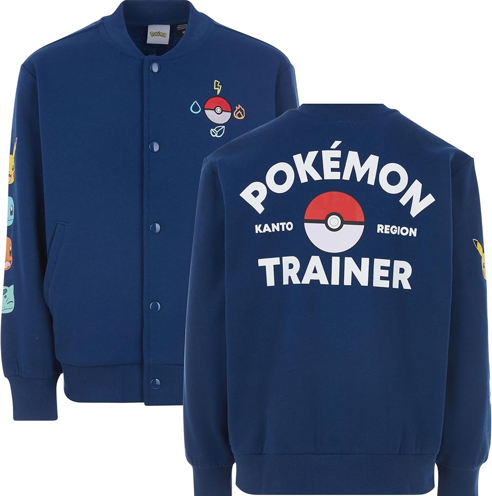 POKÉMON Boys Pokemon Fleece Bomber Jacket- Little and Big Boys Sizes XS-XL (4-16)