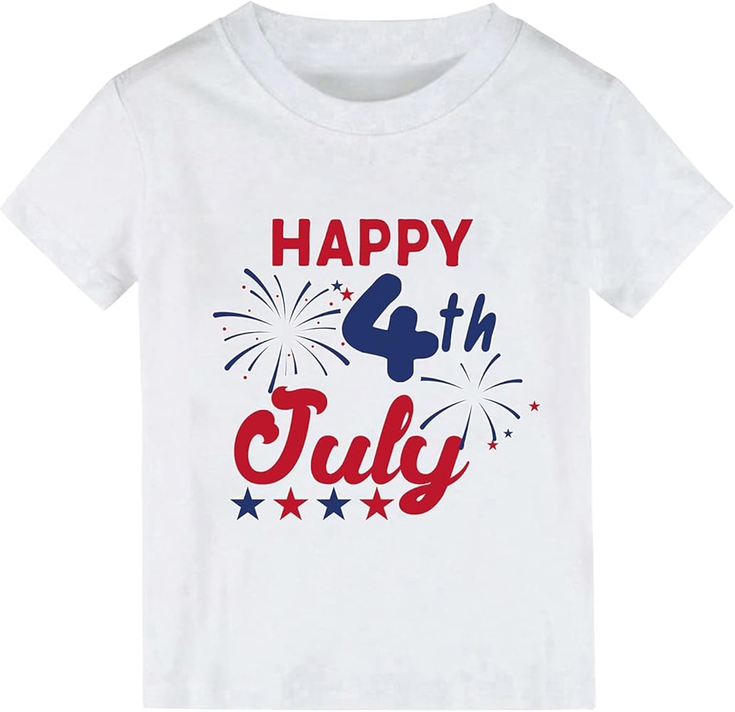 Independence Day Happy 4TH July Cartoon Print Boys and Girls Tops Short Sleeved T Shirts for Boys and 5t Shirts