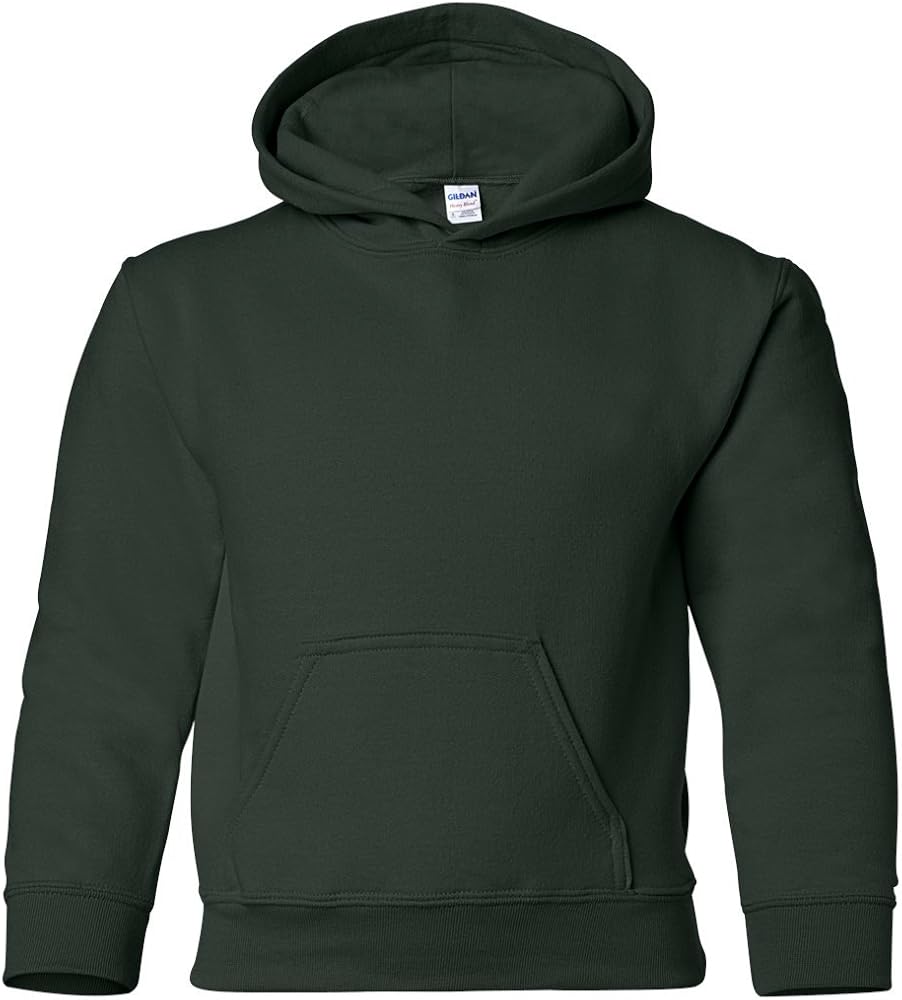 Gildan Boys Heavy Blend Hooded Sweatshirt, Large, Forest Green