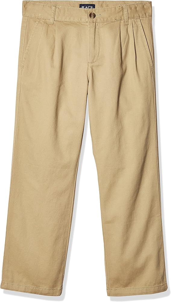 The Children's Place Boys' Husky Chino Pants, Pleated Front