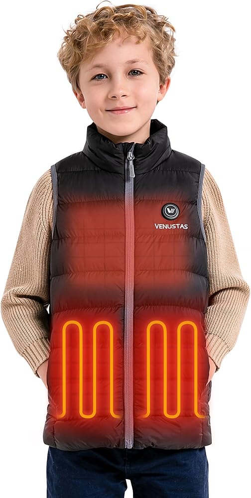 Venustas Kids Heated Vest with Battery Pack, Boys Girls Lightweight Electric Heated Vest