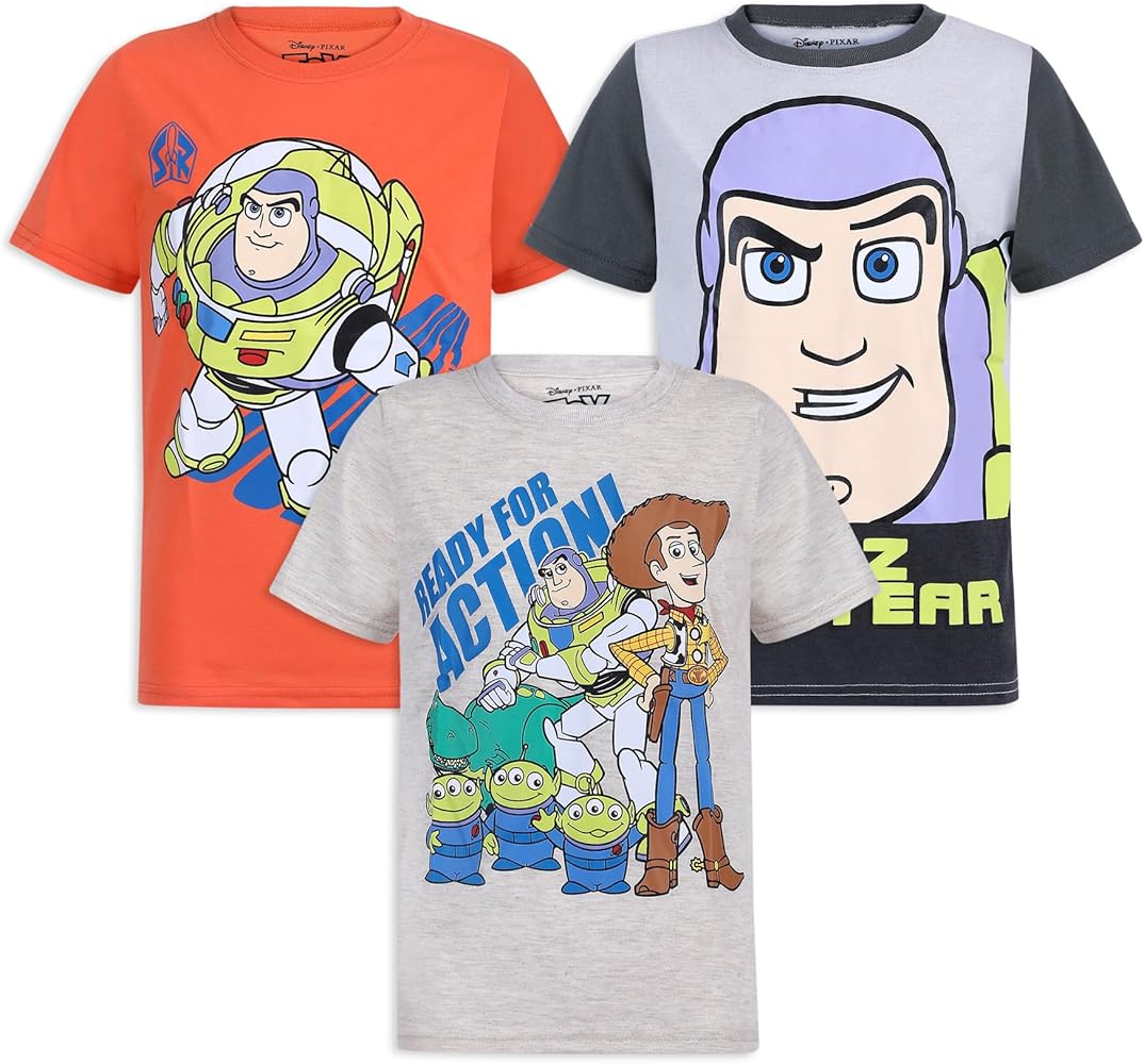 Disney Toy Story Buzz Lightyear Boys 3 Pack Short Sleeve T-Shirt Set