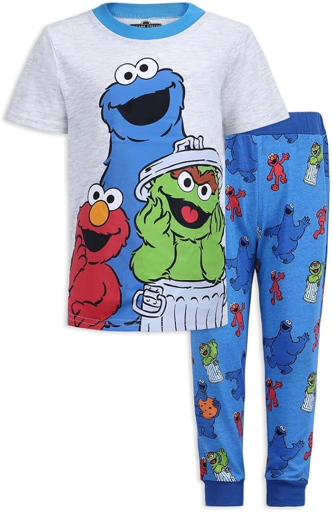 Sesame Street Boys T- Shirt and Jogger Set for Infant and Toddler – Blue/Grey