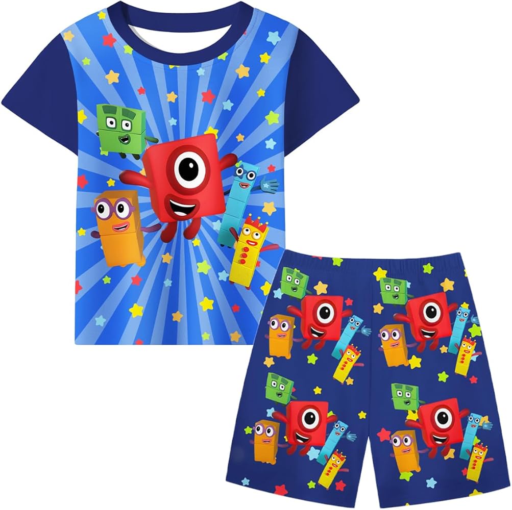 COTO Toddler Boys Graphic Short Set Kids Cartoon T Shirt with Short 2PCS Clothes Set