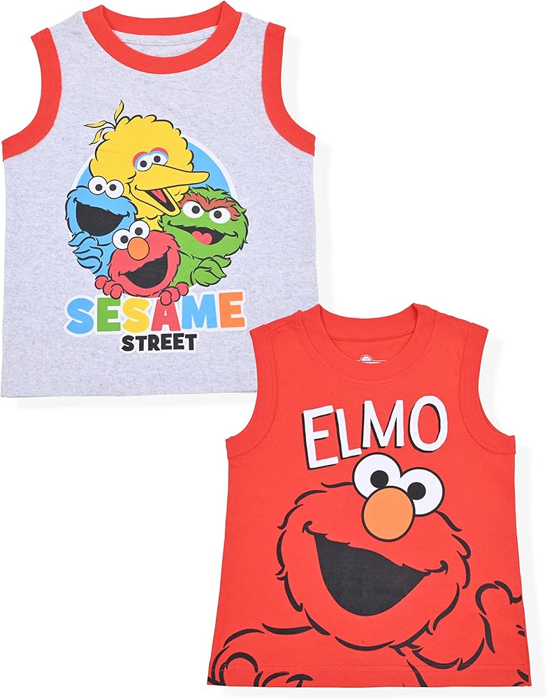 Sesame Street Elmo and Friends Boys 2 Pack Tank Top for Infant and Toddler Kids