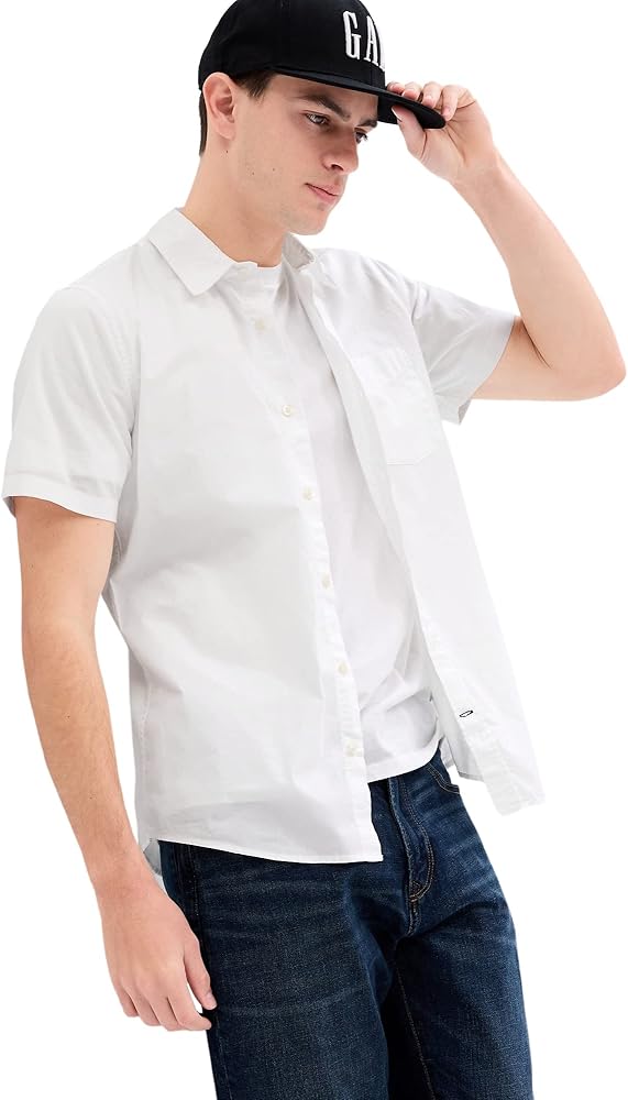 GAP Boys' Short Sleeve Stretch Poplin Slim Fit