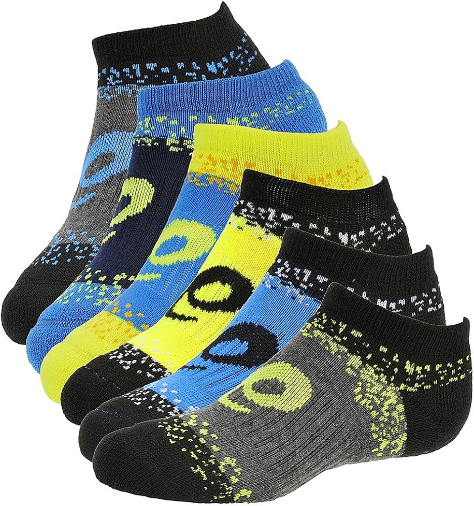 ASICS Youth Splatter No Show Yellow Ribbon Socks