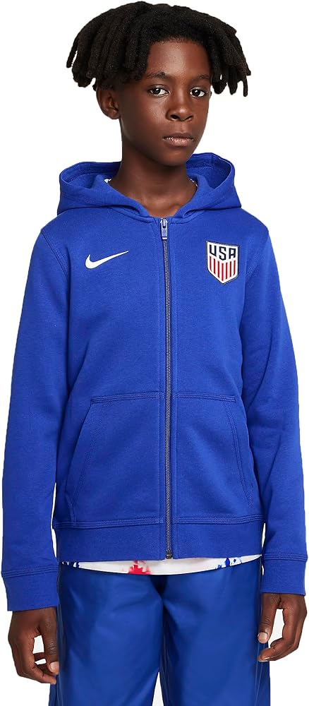 Nike USA 2022-23 Big Kid Youth Full Zip Fleece Hoodie