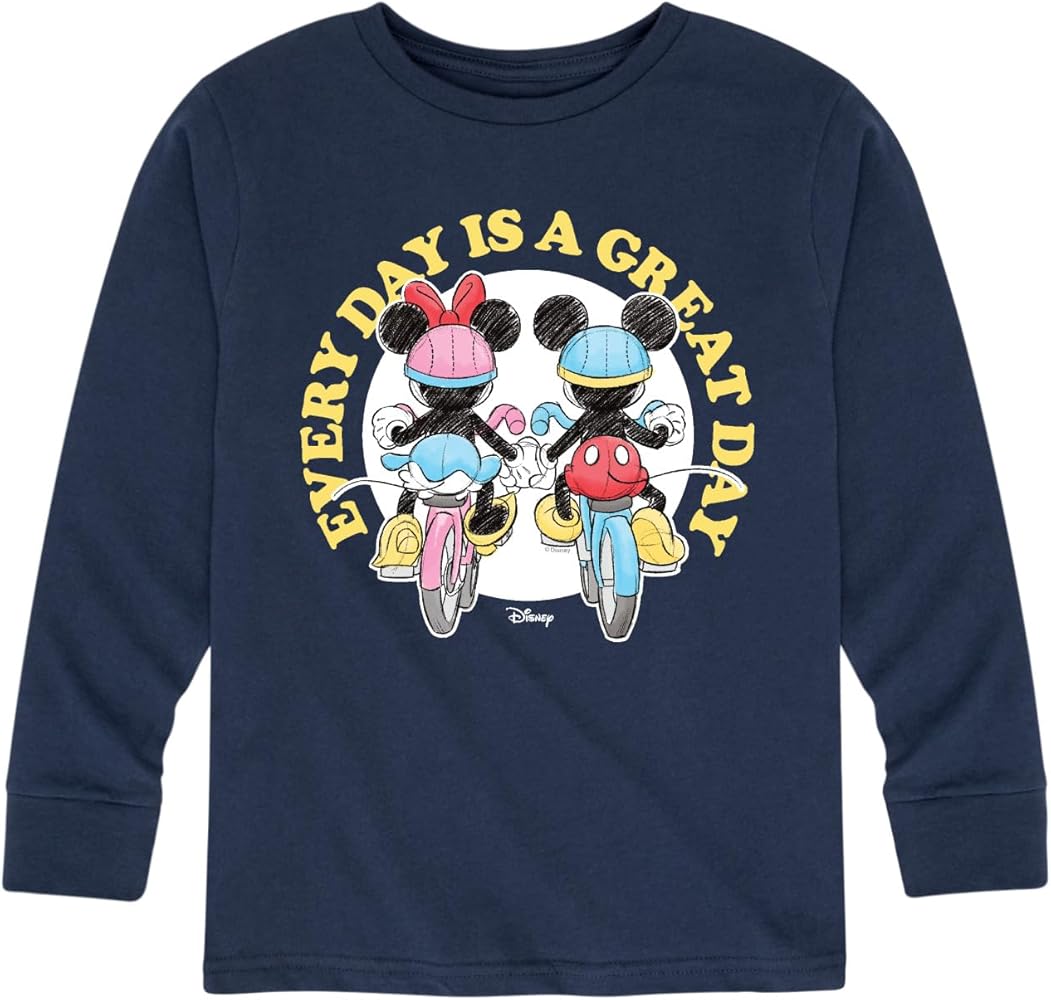 Disney Mickey & Friends - Every Day is A Great Day - Toddler and Youth Long Sleeve Graphic T-Shirt