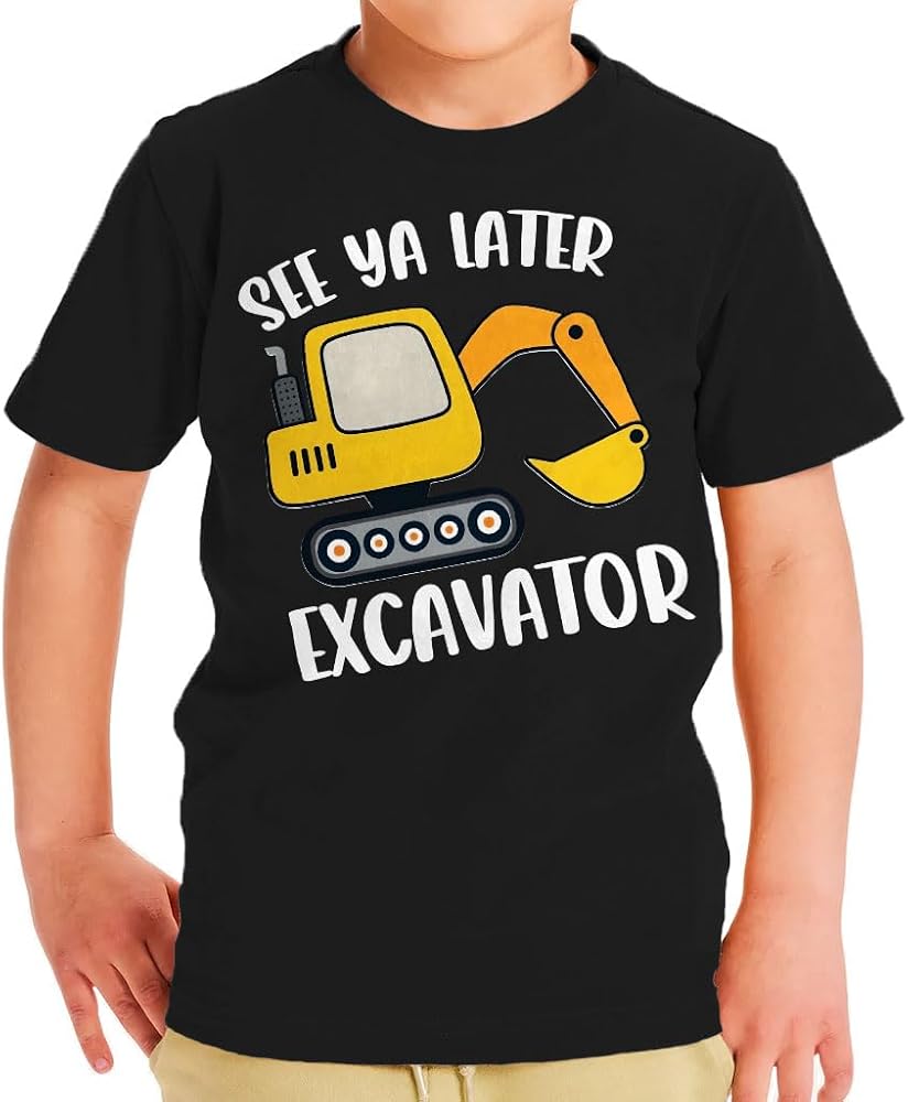 See Ya Later Excavator Toddler T-Shirt - Truck Lover Boy Clothing - Truck Boy Clothing - Black, 3T