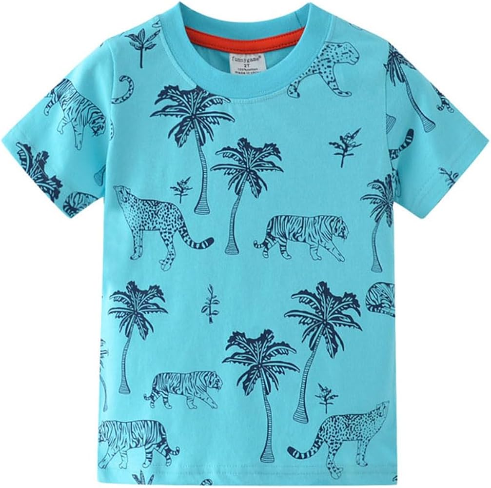 Little Boys Cotton Tops Kids Dinosaurs Shirt Children Casual Short Sleeve T-Shirt