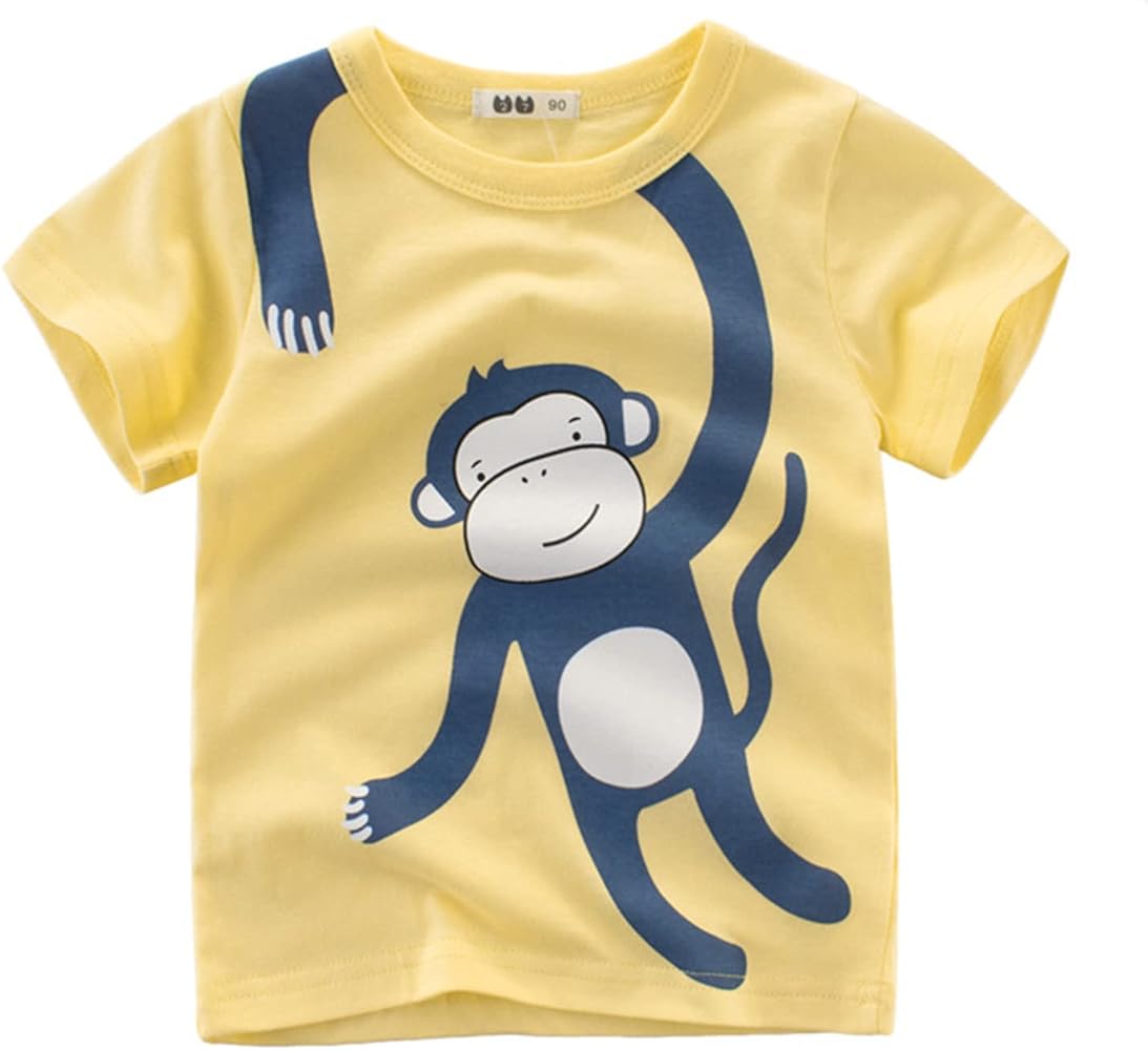 Toddler Kids Baby Boys Girls Cartoon Animal Short Sleeve Crewneck T Shirts Tops Tee Clothes for Toddler Boy Tops