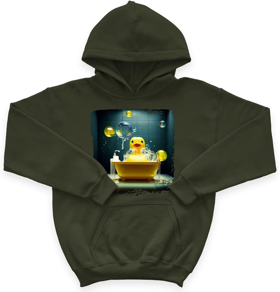 Rubber Duck Print Kids' Sponge Fleece Hoodie - Bath Kids' Hoodie - Graphic Art Hoodie for Kids