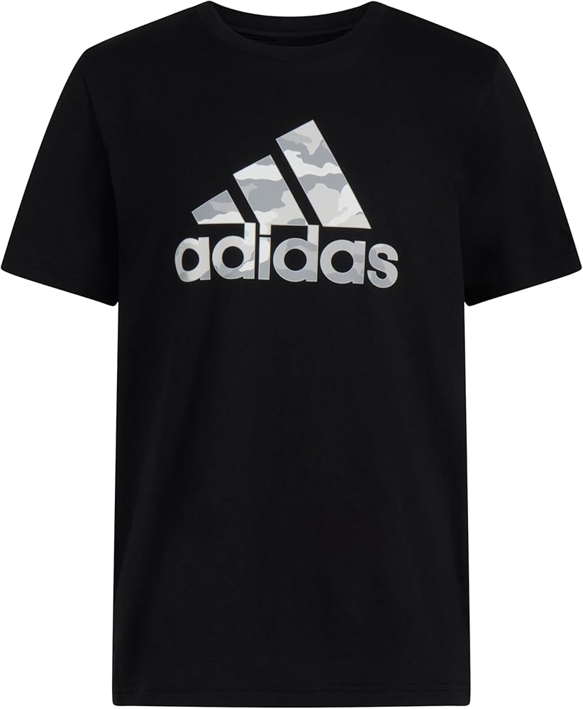 adidas Boys' Short Sleeve Cotton Camo Bos Logo T-Shirt