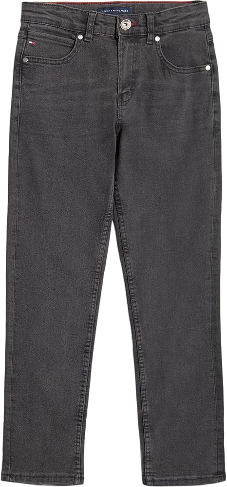 Tommy Hilfiger Boys' 5-Pocket Stretch Slim Straight Leg Denim Jean, Zipper Closure