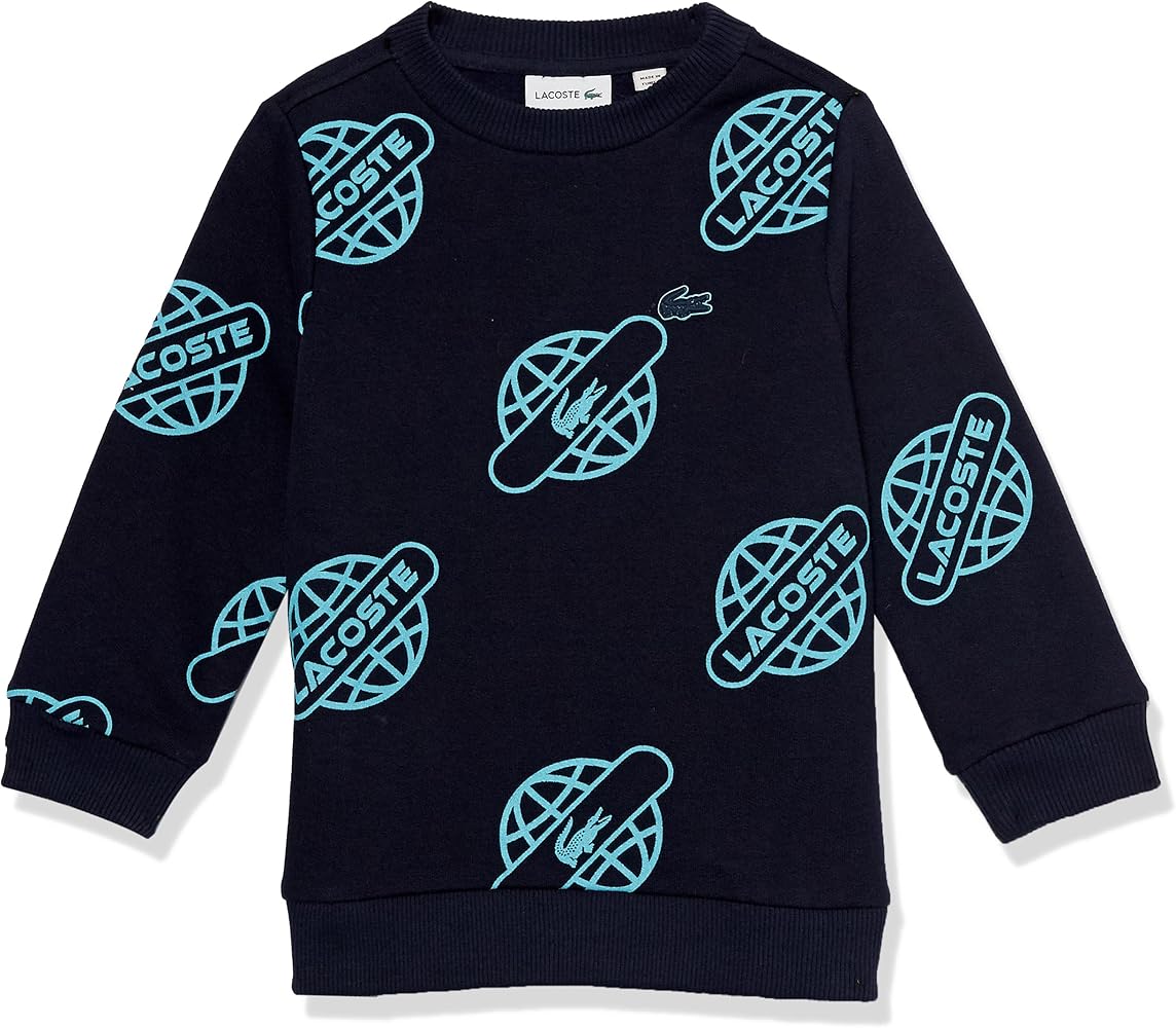 Lacoste Kids' Allover Globe Print Crewneck Sweatshirt