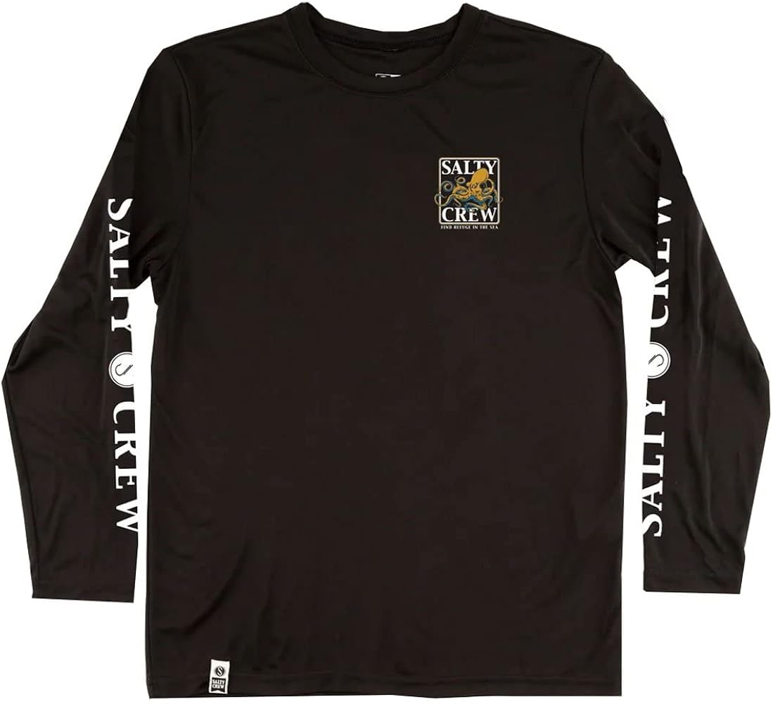 Salty Crew Big Boys' Ink Slinger LS T-Shirt - Black